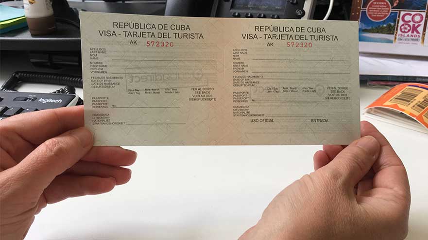 The Cuba tourist card is a slip, not a sticker attached to your passport